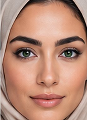 Illustrative portrait of a woman with Aquamarine eyes