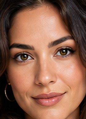 Illustrative portrait of a woman with Topaz eyes