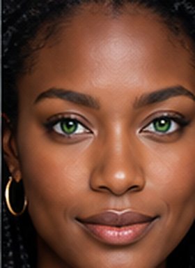 Illustrative portrait of a woman with Emerald eyes