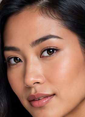 Illustrative portrait of a woman with Hematite eyes