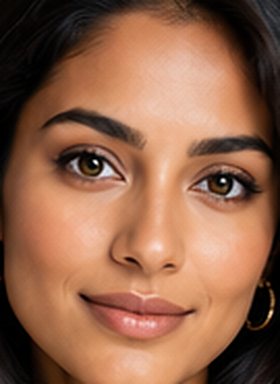 Illustrative portrait of a woman with Amber eyes