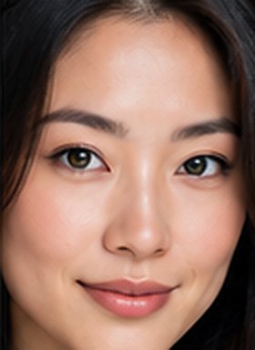 Illustrative portrait of a woman with Jade eyes