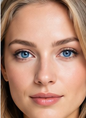 Illustrative portrait of a woman with Sapphire eyes