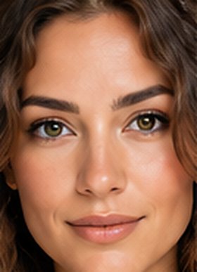 Illustrative portrait of a woman with Peridot eyes